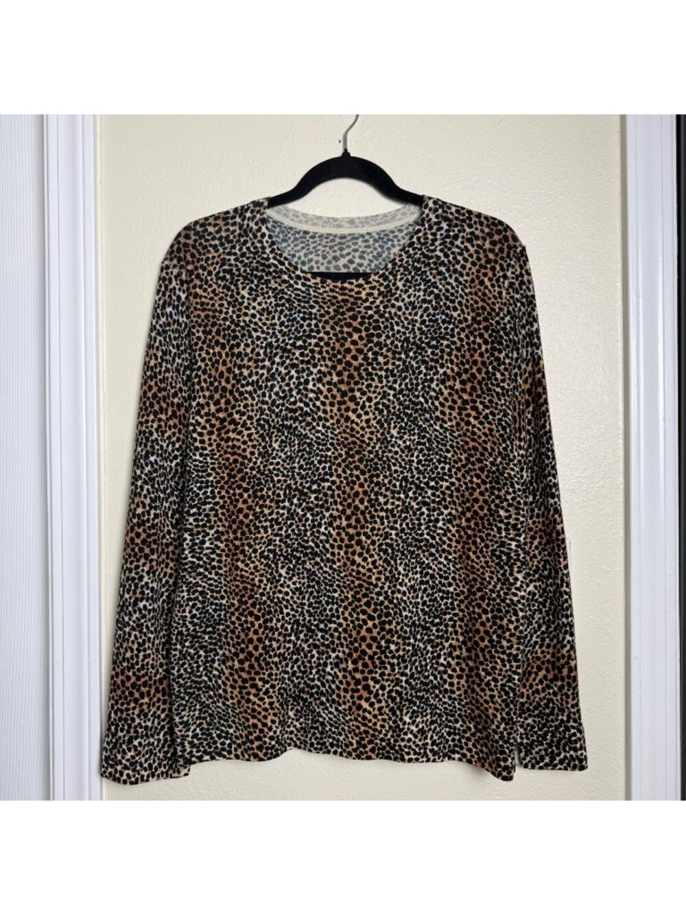 Equipment Femme 100% Wool Leopard Animal Print Lightweight Sweater Sz L